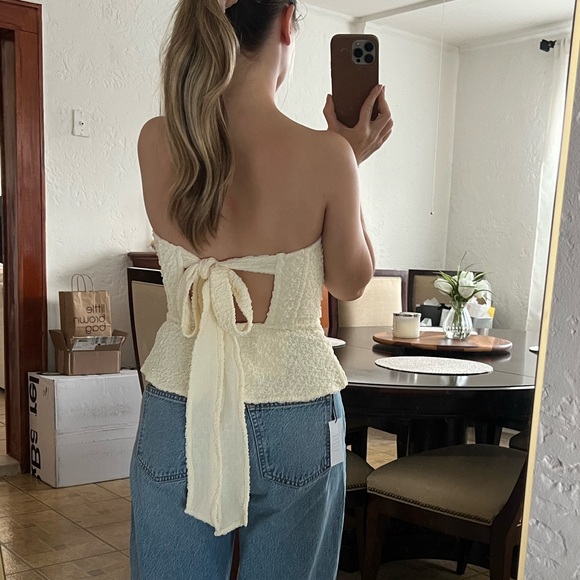 Revolve Romola Strapless Top in Cannoli Cream LPA - Picture 7 of 7